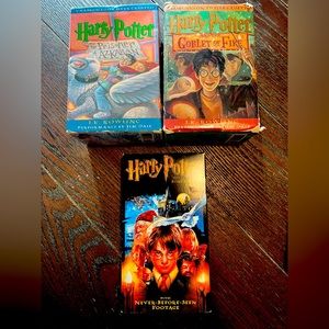 VINTAGE Harry Potter Audio book cassette tapes with a vhs movie
